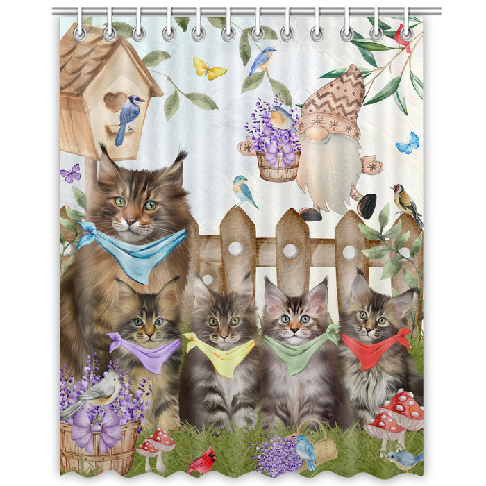 Maine Coon Shower Curtain, Custom Bathtub Curtains with Hooks for Bathroom, Explore a Variety of Designs, Personalized, Gift for Pet and Cat Lovers