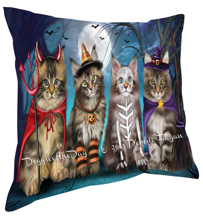 Happy Halloween Trick or Treat Maine Coon Cats Pillow with Top Quality High-Resolution Images - Ultra Soft Pet Pillows for Sleeping - Reversible & Comfort - Ideal Gift for Dog Lover - Cushion for Sofa Couch Bed - 100% Polyester, PILA88531