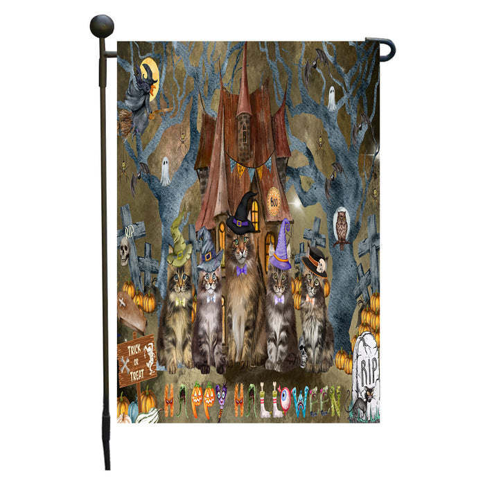 Maine Coon Cats Garden Flag: Explore a Variety of Designs, Personalized, Custom, Weather Resistant, Double-Sided, Outdoor Garden Halloween Yard Decor for Cat and Pet Lovers