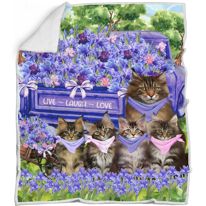 Maine Coon Blanket: Explore a Variety of Designs, Custom, Personalized Bed Blankets, Cozy Woven, Fleece and Sherpa, Gift for Cat and Pet Lovers