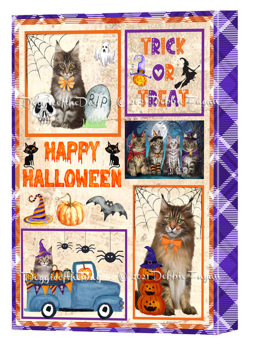 Happy Halloween Trick or Treat Maine Coon Cats Canvas Wall Art Decor - Premium Quality Canvas Wall Art for Living Room Bedroom Home Office Decor Ready to Hang CVS150641