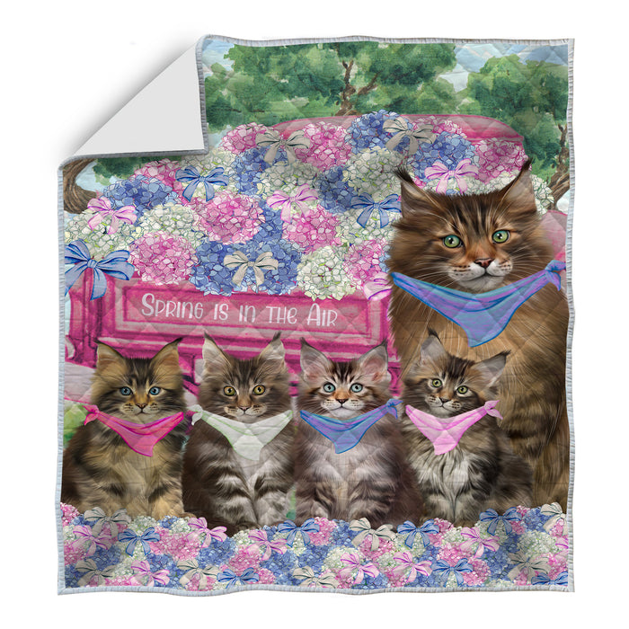 Maine Coon Quilt: Explore a Variety of Designs, Halloween Bedding Coverlet Quilted, Personalized, Custom, Cat Gift for Pet Lovers