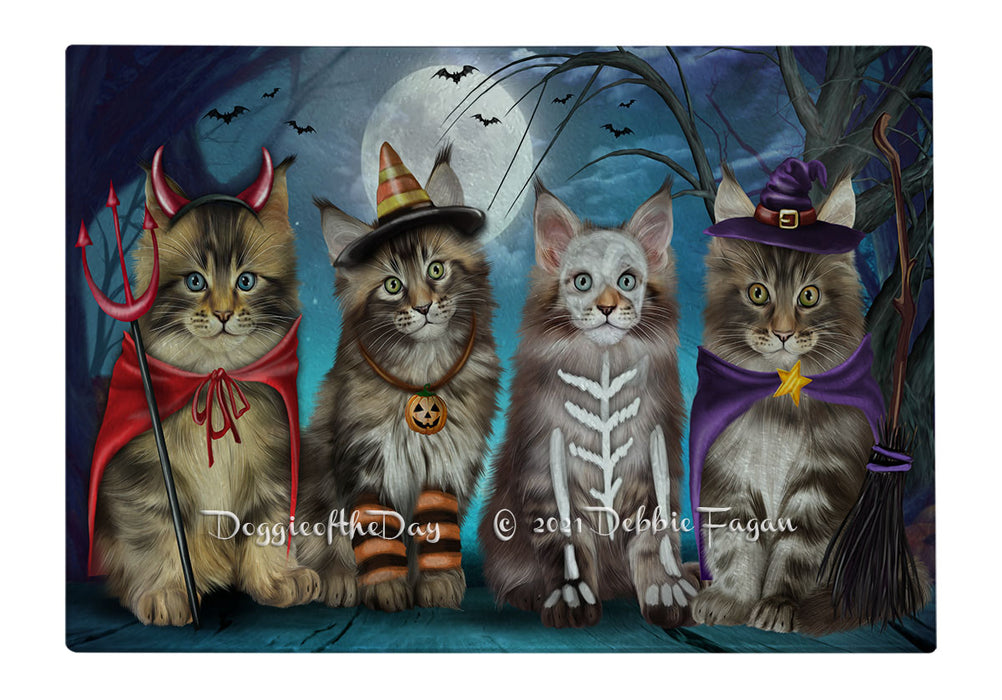 Happy Halloween Trick or Treat Maine Coon Cats Cutting Board - Easy Grip Non-Slip Dishwasher Safe Chopping Board Vegetables C79621