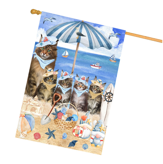 Maine Coon Cats House Flag, Double-Sided Home Outside Yard Decor, Explore a Variety of Designs, Custom, Weather Resistant, Personalized, Gift for Cat and Pet Lovers