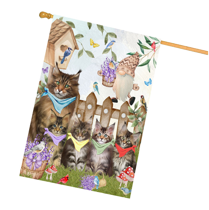 Maine Coon Cats House Flag: Explore a Variety of Designs, Custom, Personalized, Weather Resistant, Double-Sided, Home Outside Yard Decor for Cat and Pet Lovers