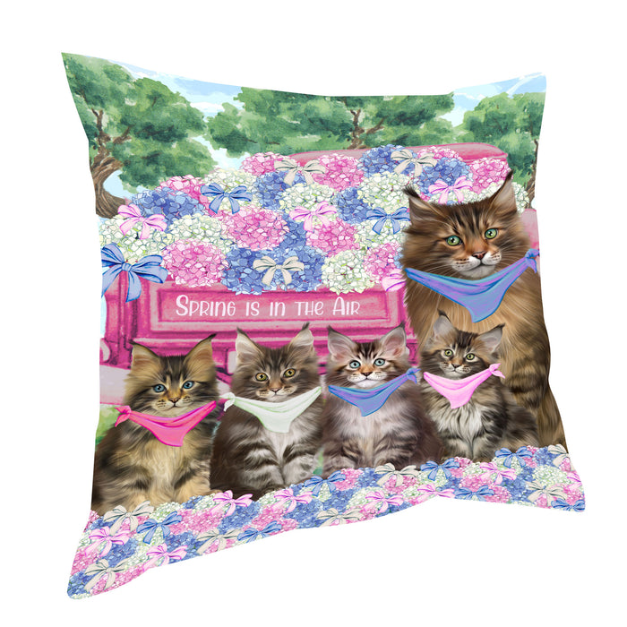 Maine Coon Pillow, Cushion Throw Pillows for Sofa Couch Bed, Explore a Variety of Designs, Custom, Personalized, Cat and Pet Lovers Gift