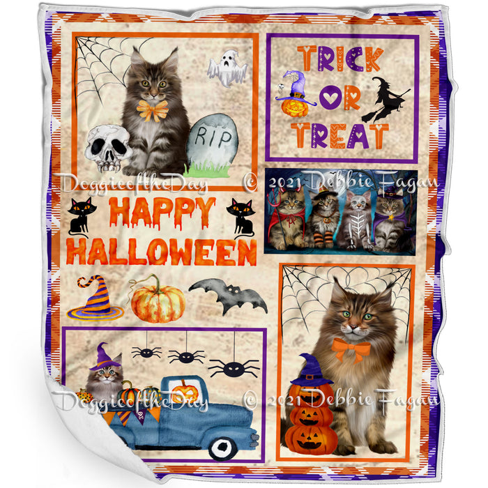 Happy Halloween Trick or Treat Maine Coon Cats Blanket BLNKT143762