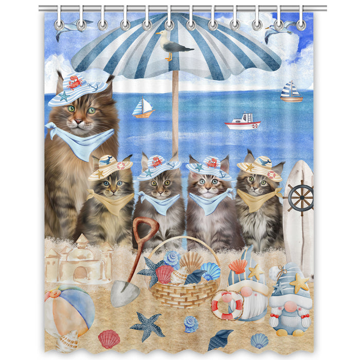 Maine Coon Shower Curtain, Explore a Variety of Personalized Designs, Custom, Waterproof Bathtub Curtains with Hooks for Bathroom, Cat Gift for Pet Lovers