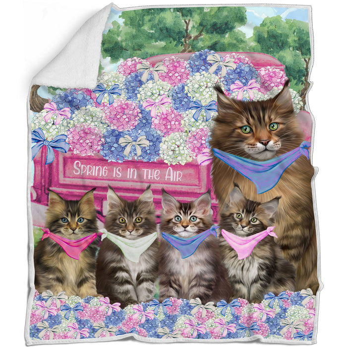 Maine Coon Blanket: Explore a Variety of Custom Designs, Bed Cozy Woven, Fleece and Sherpa, Personalized Cat Gift for Pet Lovers