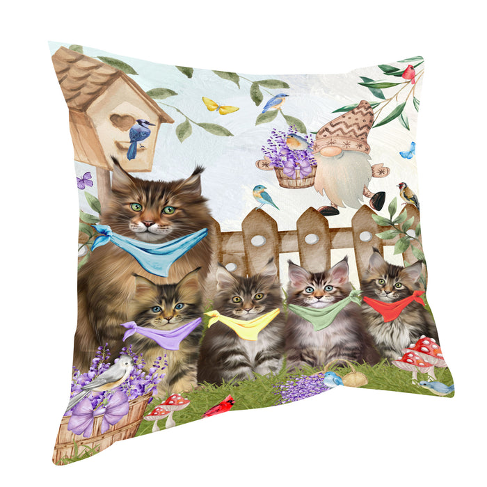 Maine Coon Throw Pillow: Explore a Variety of Designs, Cushion Pillows for Sofa Couch Bed, Personalized, Custom, Cat Lover's Gifts