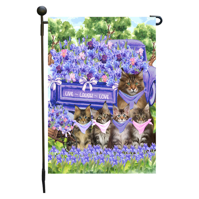 Maine Coon Cats Garden Flag for Cat and Pet Lovers, Explore a Variety of Designs, Custom, Personalized, Weather Resistant, Double-Sided, Outdoor Garden Yard Decoration