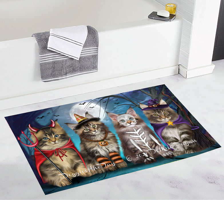 Happy Halloween Trick or Treat Maine Coon Cats Bathroom Rugs with Non Slip Soft Bath Mat for Tub BRUG54961