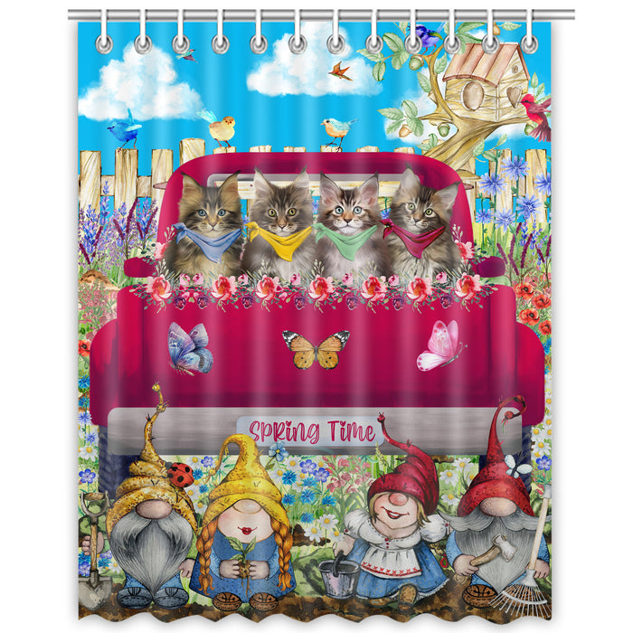 Maine Coon Shower Curtain: Explore a Variety of Designs, Halloween Bathtub Curtains for Bathroom with Hooks, Personalized, Custom, Gift for Pet and Cat Lovers