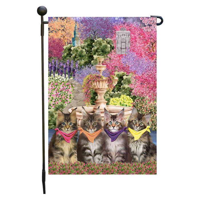 Maine Coon Cats Garden Flag: Explore a Variety of Designs, Weather Resistant, Double-Sided, Custom, Personalized, Outside Garden Yard Decor, Flags for Cat and Pet Lovers