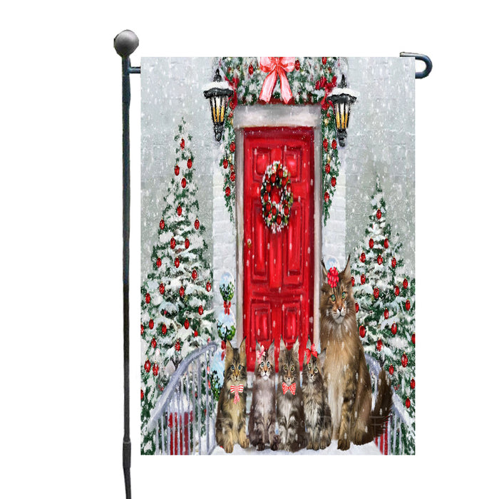 Christmas Holiday Welcome Maine Coon Cats Garden Flags- Outdoor Double Sided Garden Yard Porch Lawn Spring Decorative Vertical Home Flags 12 1/2"w x 18"h