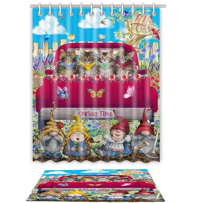 Maine Coon Shower Curtain & Bath Mat Set: Explore a Variety of Designs, Custom, Personalized, Curtains with hooks and Rug Bathroom Decor, Gift for Dog and Pet Lovers