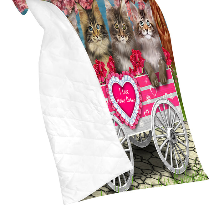 I Love Maine Coon Cats in a Cart Quilt