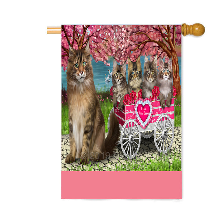 Personalized I Love Maine Coon Cats in a Cart Custom House Flag FLG-DOTD-A62222