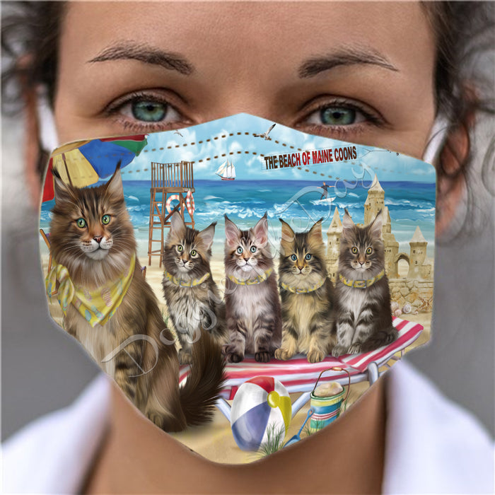 Pet Friendly Beach Maine Coon Cats Face Mask FM49116