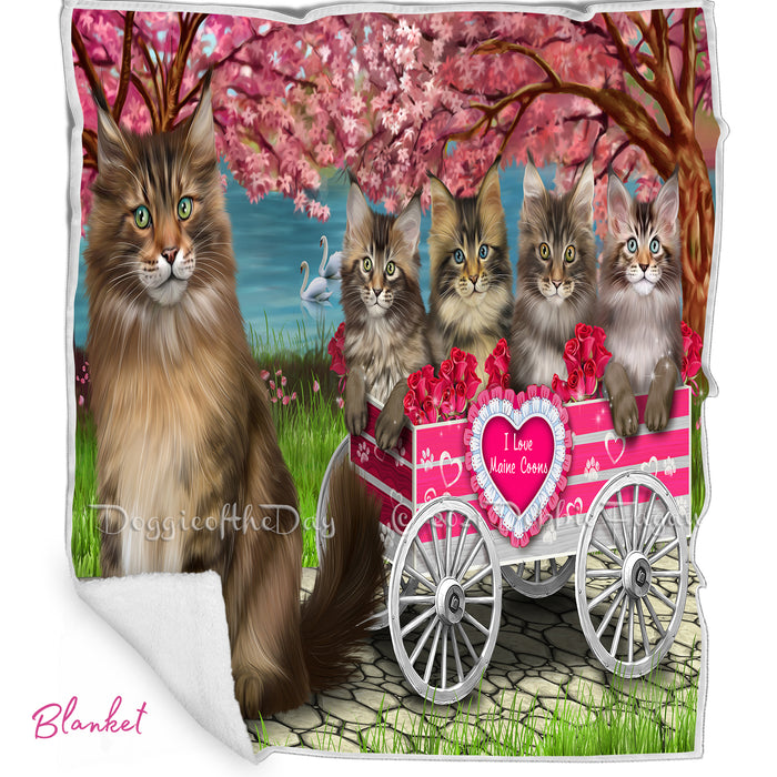Mother's Day Gift Basket Maine Coon Cats Blanket, Pillow, Coasters, Magnet, Coffee Mug and Ornament