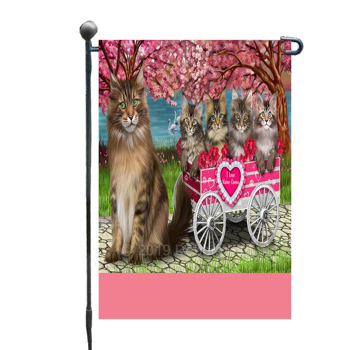 Personalized I Love Maine Coon Cats in a Cart Custom Garden Flags GFLG-DOTD-A62166