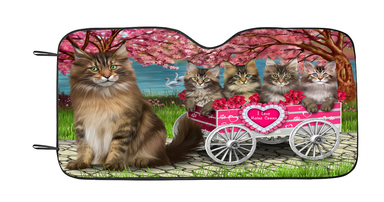 I Love Maine Coon Cats in a Cart Car Sun Shade