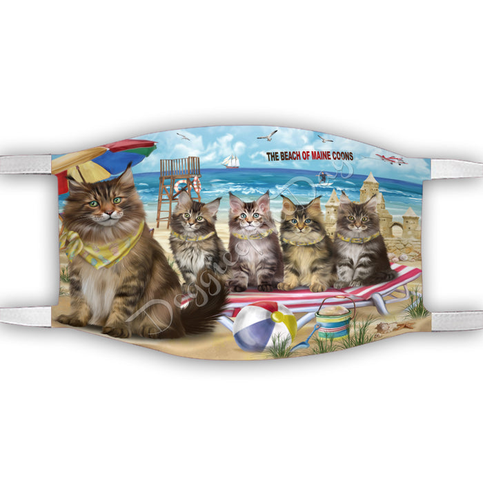 Pet Friendly Beach Maine Coon Cats Face Mask FM49116