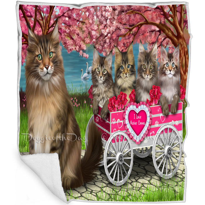 I Love Maine Coons Cat Cat in a Cart Blanket BLNKT82083