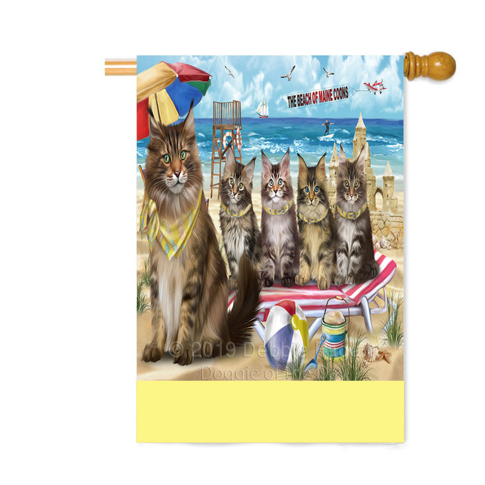 Personalized Pet Friendly Beach Maine Coon Cats Custom House Flag FLG-DOTD-A58242