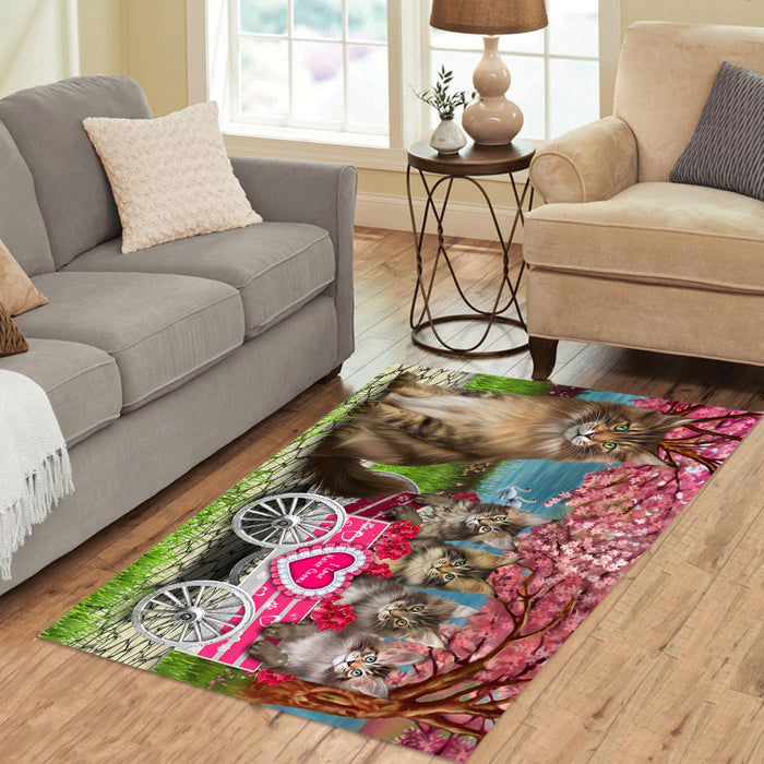 I Love Maine Coon Cats in a Cart Area Rug