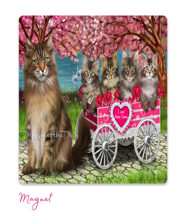 Mother's Day Gift Basket Maine Coon Cats Blanket, Pillow, Coasters, Magnet, Coffee Mug and Ornament