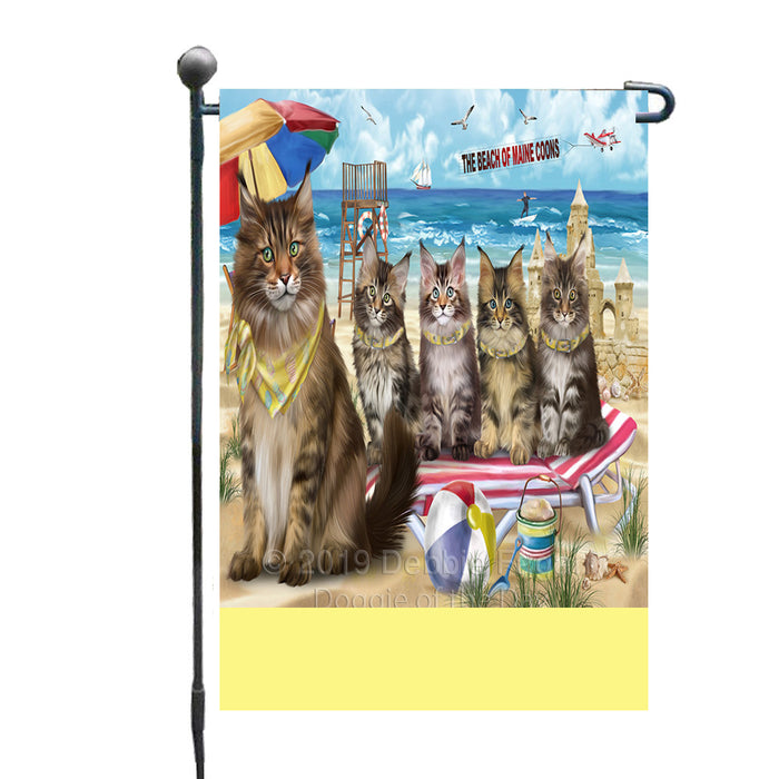 Personalized Pet Friendly Beach Maine Coon Cats Custom Garden Flags GFLG-DOTD-A58186