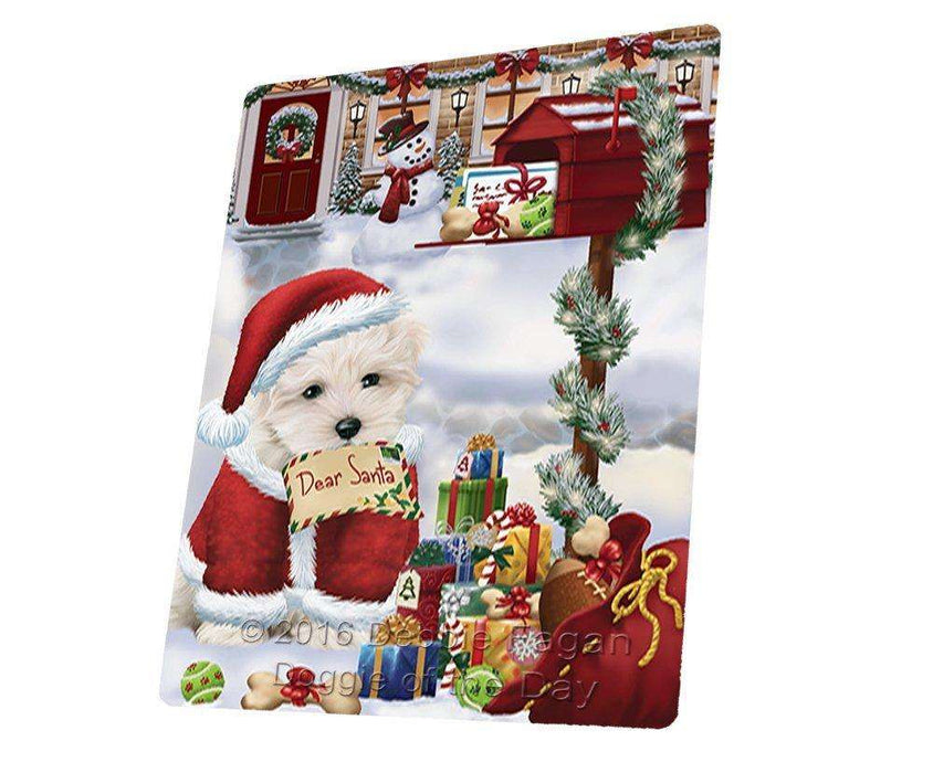 Maltese Dear Santa Letter Christmas Holiday Mailbox Dog Art Portrait Print Woven Throw Sherpa Plush Fleece Blanket