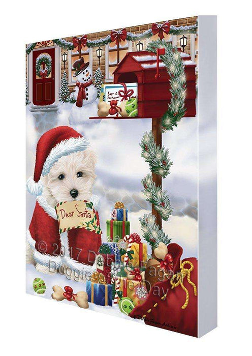 Maltese Dear Santa Letter Christmas Holiday Mailbox Dog Canvas Wall Art