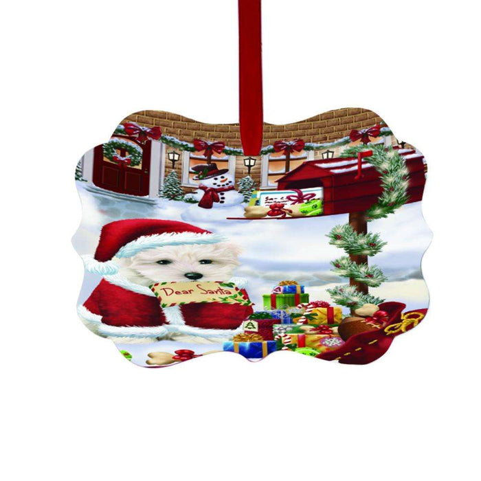 Maltese Dog Dear Santa Letter Christmas Holiday Mailbox Double-Sided Photo Benelux Christmas Ornament LOR49062