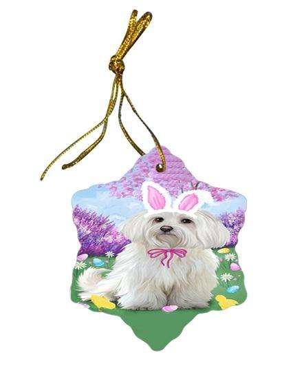 Maltese Dog Easter Holiday Star Porcelain Ornament SPOR49174