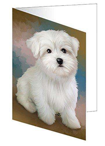 Maltese Dog Handmade Artwork Assorted Pets Greeting Cards and Note Cards with Envelopes for All Occasions and Holiday Seasons