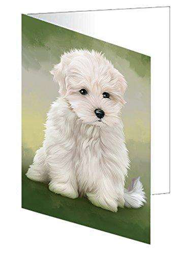 Maltese Dog Handmade Artwork Assorted Pets Greeting Cards and Note Cards with Envelopes for All Occasions and Holiday Seasons