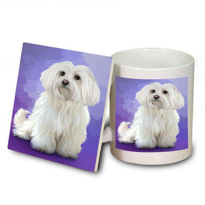 Maltese Dog Mug and Coaster Set