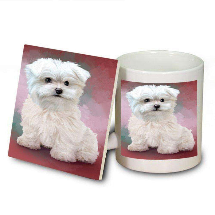 Maltese Dog Mug and Coaster Set