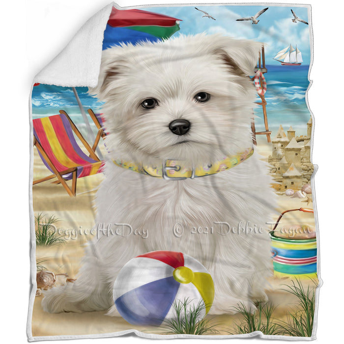 Pet Friendly Beach Maltese Dog Blanket BLNKT66090