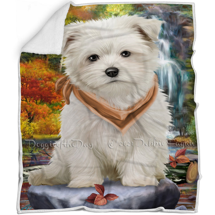 Scenic Waterfall Maltese Dog Blanket BLNKT60681
