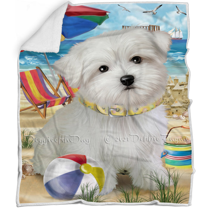 Pet Friendly Beach Maltese Dog Blanket BLNKT66108
