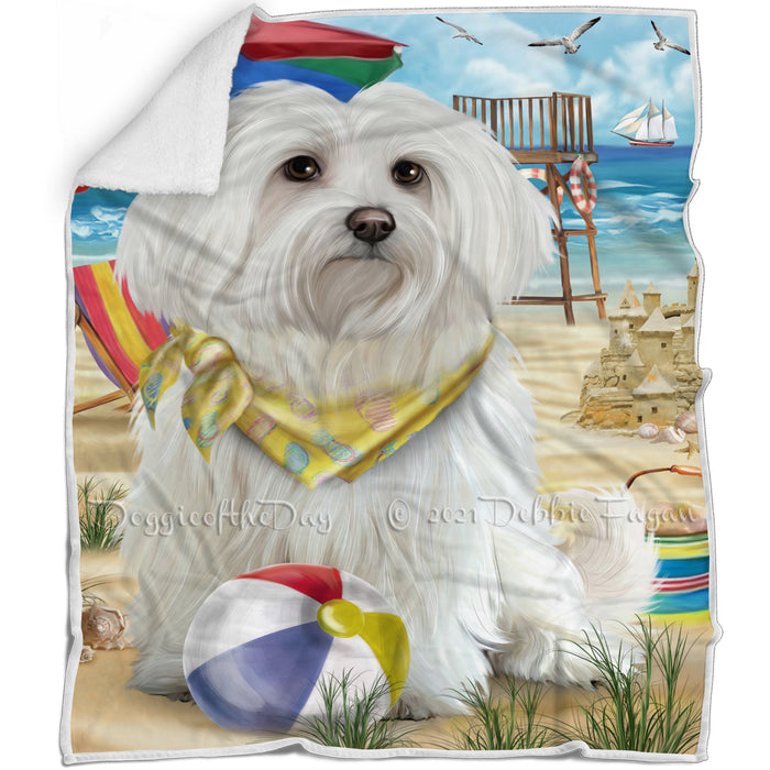 Pet Friendly Beach Maltese Dog Blanket BLNKT66126