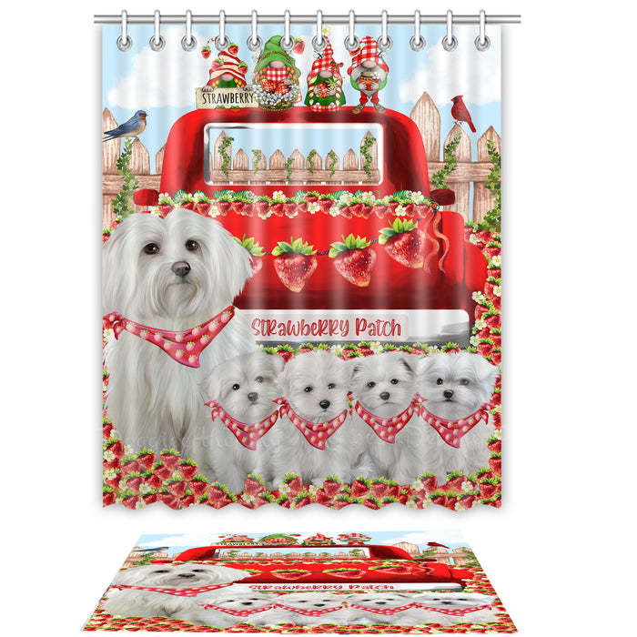 Maltese Shower Curtain with Bath Mat Set: Explore a Variety of Designs, Personalized, Custom, Curtains and Rug Bathroom Decor, Dog and Pet Lovers Gift