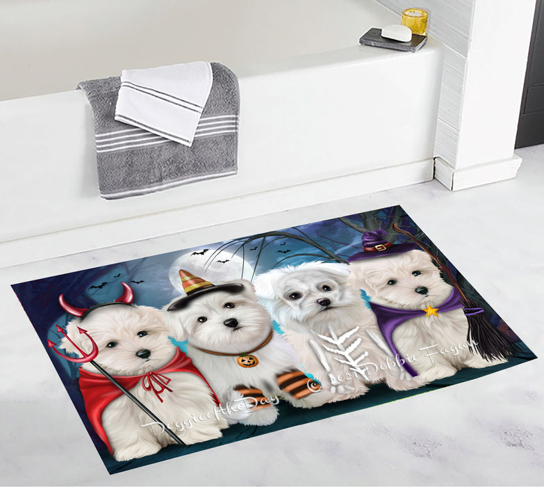 Happy Halloween Trick or Treat Maltese Dogs Bathroom Rugs with Non Slip Soft Bath Mat for Tub BRUG54964