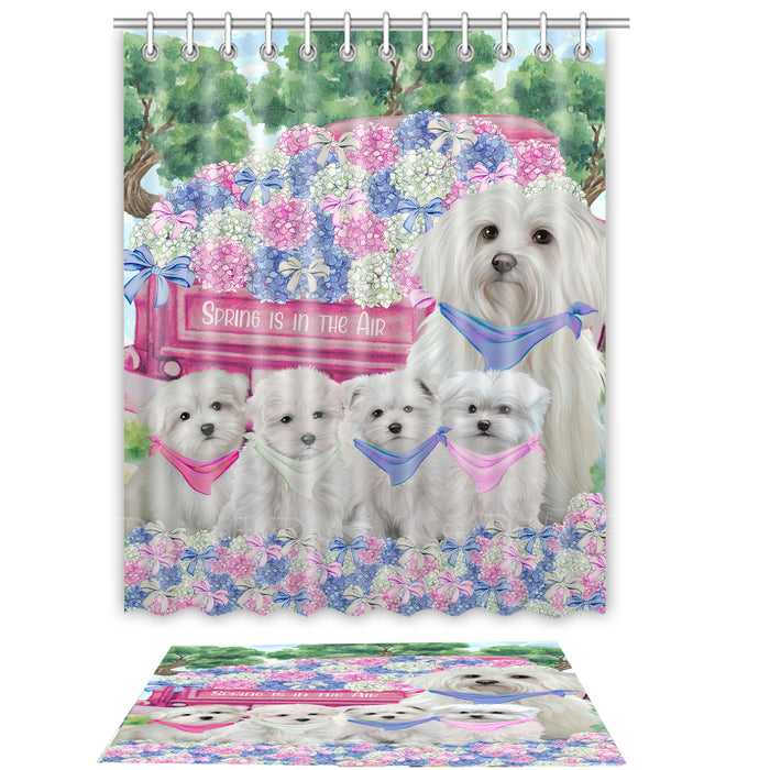 Maltese Shower Curtain & Bath Mat Set - Explore a Variety of Custom Designs - Personalized Curtains with hooks and Rug for Bathroom Decor - Dog Gift for Pet Lovers