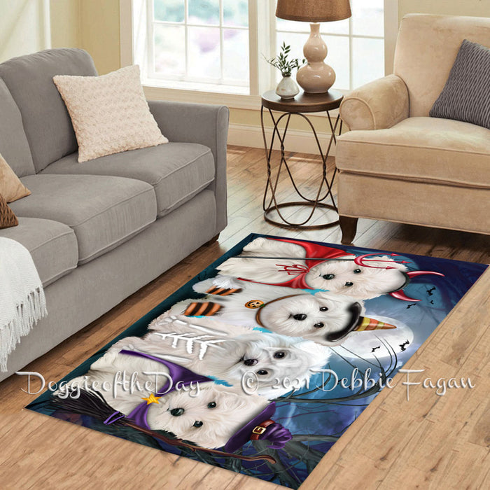 Happy Halloween Trick or Treat Maltese Dogs Polyester Living Room Carpet Area Rug ARUG66313