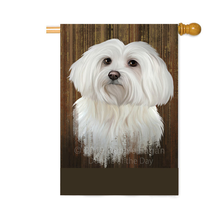 Personalized Rustic Maltese Dog Custom House Flag FLG64641