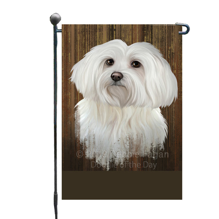 Personalized Rustic Maltese Dog Custom Garden Flag GFLG63564